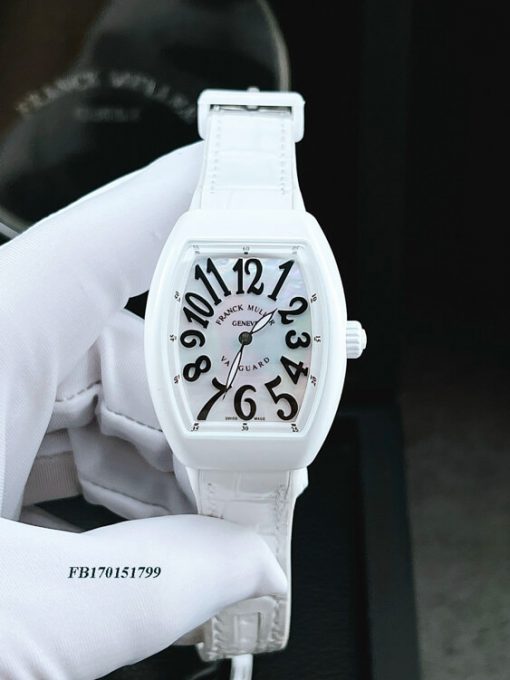 Đồng hồ nữ Franck Muller V32 ABF máy Thụy Sĩ viền trơn siêu cấp dây trắng