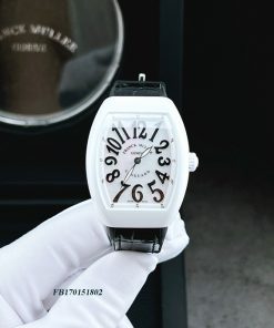 Đồng hồ nữ Franck Muller V32 ABF dây da bọc silicon màu đen