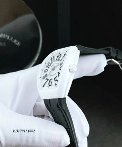 Đồng hồ nữ Franck Muller V32 ABF dây da bọc silicon màu đen