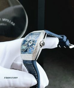 Đồng hồ nữ Franck Muller V32 ABF máy Thụy Sĩ dây da xanh siêu cấp