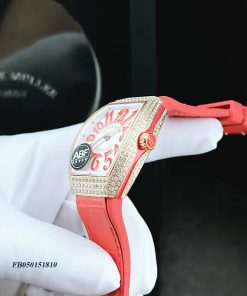 Đồng hồ nữ Franck Muller V32 ABF máy Thụy Sĩ viền đá dây đỏ siêu cấp