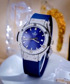 Đồng hồ Hublot Nữ Bigbang viền bạc full đá dây cao su cao cấp