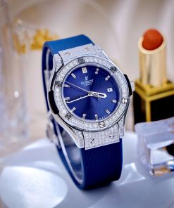 Đồng hồ Hublot Nữ Bigbang viền bạc full đá dây cao su cao cấp