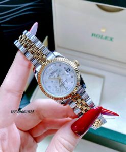 Đồng hồ nữ Rolex Lady Datejust mặt vân hoa viền trơn cao cấp