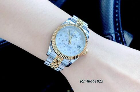 Đồng hồ nữ Rolex Lady Datejust mặt trắng vân hoa viền trơn cao cấp