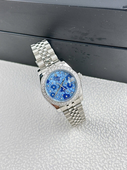 Đồng hồ nữ Rolex Lady Datejust mặt vân hoa viền đính đá