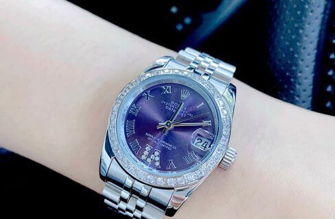 Đồng hồ nữ Rolex Lady Datejust mặt xanh số đính đá cao cấp