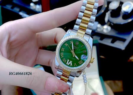 Đồng hồ nữ Rolex Lady Datejust mặt xanh lá số đính đá cao cấp