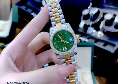 Đồng hồ nữ Rolex Lady Datejust mặt xanh lá số đính đá cao cấp