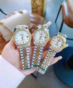 Đồng Hồ Rolex Nữ Nam dây demi gold máy pin Nhật cao cấp