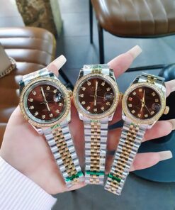 Đồng Hồ Rolex Nữ Nam dây demi gold máy pin Nhật cao cấp