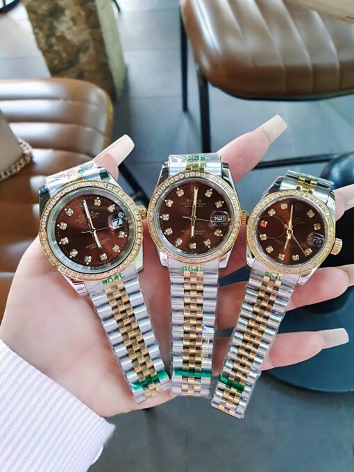 Đồng Hồ Rolex Nữ Nam dây demi gold máy pin Nhật cao cấp