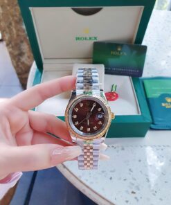 Đồng Hồ Rolex Nữ Nam dây demi gold máy pin Nhật cao cấp