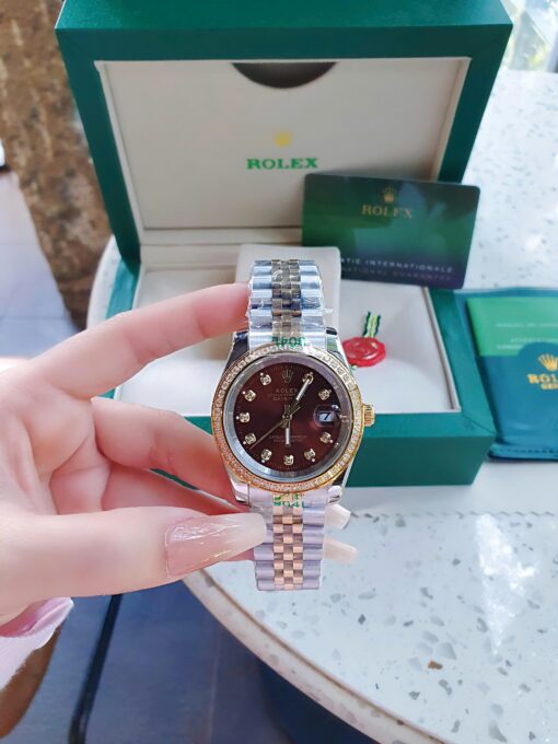 Đồng Hồ Rolex Nữ Nam dây demi gold máy pin Nhật cao cấp