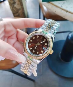 Đồng Hồ Rolex Nữ Nam dây demi gold máy pin Nhật cao cấp