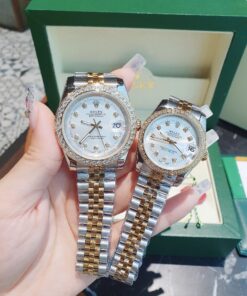 Đồng Hồ Rolex Nữ Nam dây demi gold máy pin Nhật cao cấp