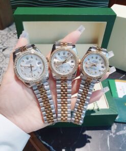 Đồng Hồ Rolex Nữ Nam dây demi gold máy pin Nhật cao cấp