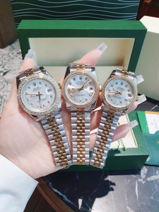 Đồng Hồ Rolex Nữ Nam dây demi gold máy pin Nhật cao cấp