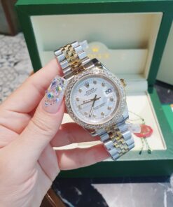 Đồng Hồ Rolex Nữ Nam dây demi gold máy pin Nhật cao cấp