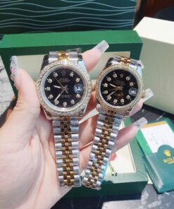 Đồng Hồ Rolex Nữ Nam dây demi gold máy pin Nhật cao cấp