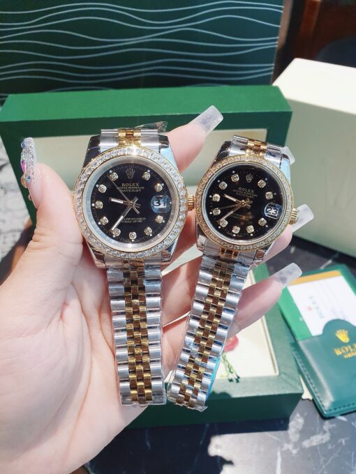 Đồng Hồ Rolex Nữ Nam dây demi gold máy pin Nhật cao cấp