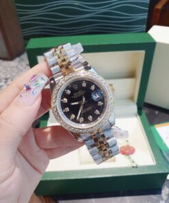 Đồng Hồ Rolex Nữ Nam dây demi gold máy pin Nhật cao cấp