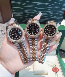 Đồng Hồ Rolex Nữ Nam dây demi gold máy pin Nhật cao cấp