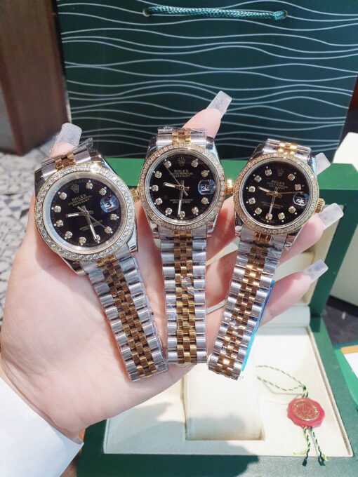 Đồng Hồ Rolex Nữ Nam dây demi gold máy pin Nhật cao cấp