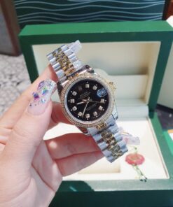 Đồng Hồ Rolex Nữ Nam dây demi gold máy pin Nhật cao cấp