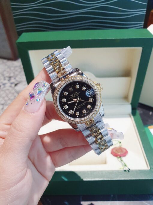 Đồng Hồ Rolex Nữ Nam dây demi gold máy pin Nhật cao cấp