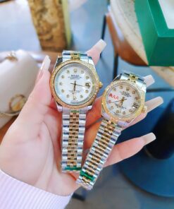 Đồng Hồ Rolex Nữ Nam dây demi gold máy pin Nhật cao cấp