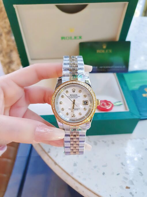 Đồng Hồ Rolex Nữ Nam dây demi gold máy pin Nhật cao cấp