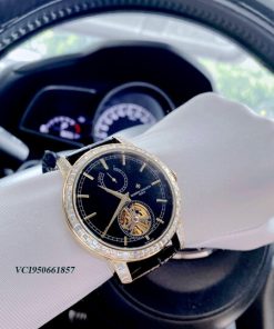 Đồng hồ nam Vacheron Constantin Patrimony automatic viền đá mặt đen cao cấp