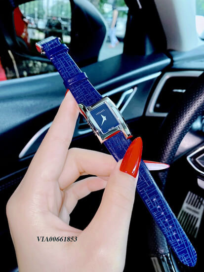 Đồng hồ Versace Greca Icon nữ mặt vuông dây da xanh cao cấp