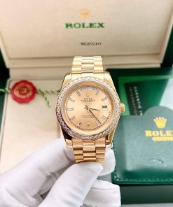 Đồng hồ Rolex Nam máy cơ đính đá dây mạ vàng cao cấp