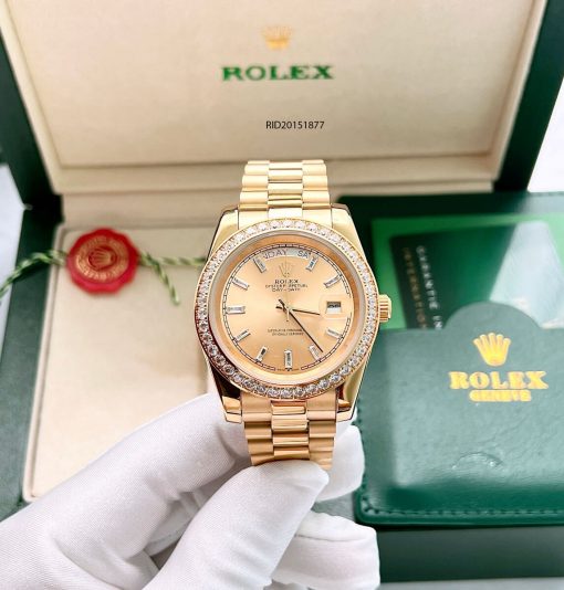 Đồng hồ Rolex Nam máy cơ đính đá dây mạ vàng cao cấp