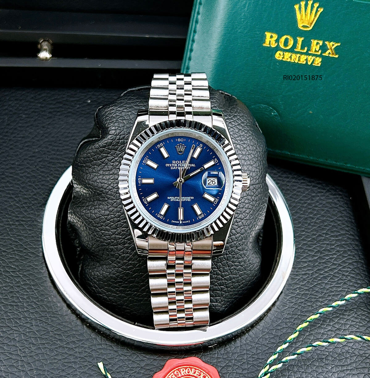 Đồng hồ Rolex Nam máy cơ mặt xanh dây không gỉ cao cấp