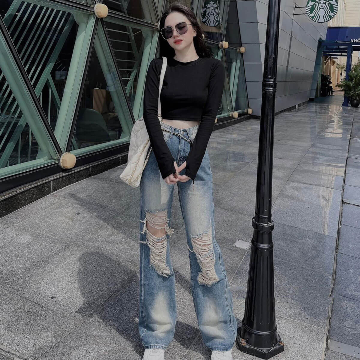 Mua Quần Jean Nữ Ống Rộng Style Hàn Quốc, Quần Bò Nữ Ống Suông Cạp Chéo  Sexy (681) - S=38-43kg - XANH NHẠT tại Thế Giới Hàng Quảng Châu | Tiki