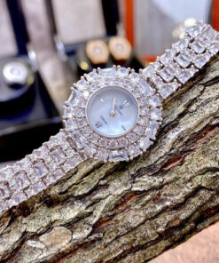 Đồng hồ Royal Crown nữ dây đá viền đá bạc xoàn Mỹ cao cấp