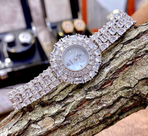 Đồng hồ Royal Crown nữ dây đá viền đá bạc xoàn Mỹ cao cấp