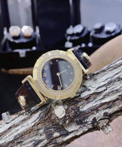 Đồng hồ Versace VANITY STEEL nữ dây da đen cao cấp