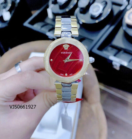 Đồng hồ Versace Ladies Idya Nữ dây thép không gỉ demi mặt đỏ cao cấp