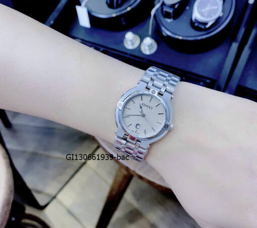 Đồng hồ Nữ Gucci Lady Quarzt Nhật thép không gỉ màu bạc mặt ngà