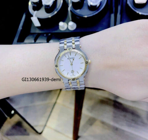 Đồng hồ Nữ Gucci Lady Quarzt Nhật thép không gỉ màu demi mặt trắng