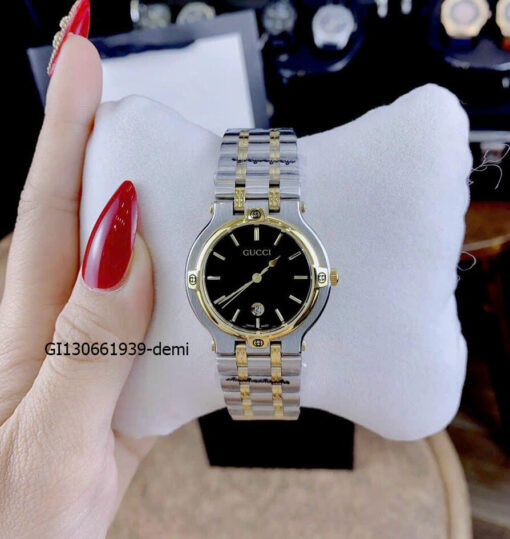 Đồng hồ Nữ Gucci Lady Quarzt Nhật thép không gỉ màu demi mặt đen