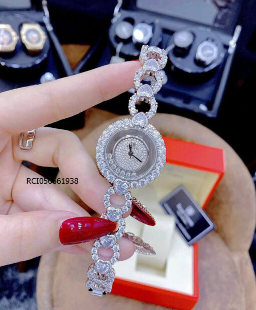Đồng hồ Nữ Royal Crown đính đá dây đính hình trái tim trắng