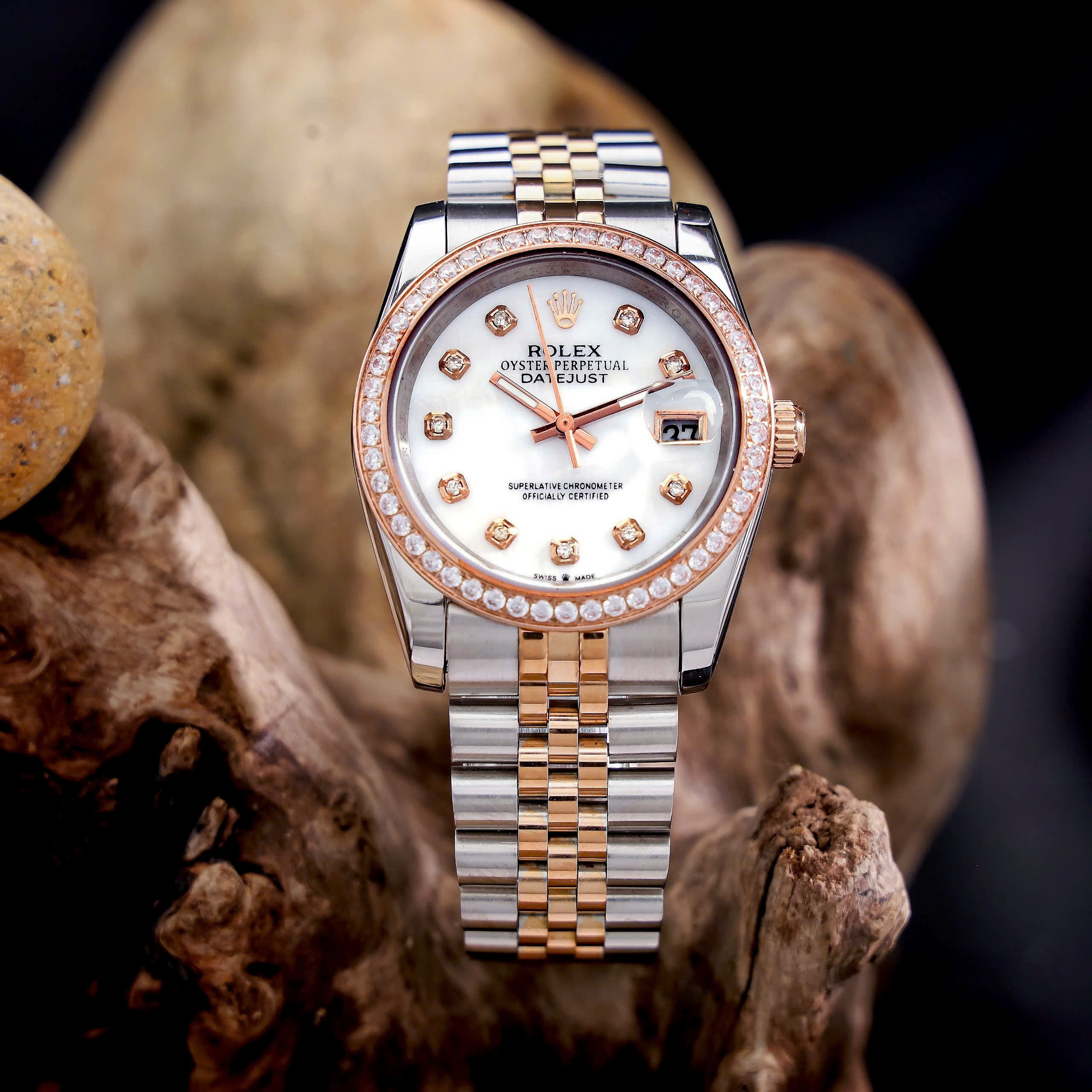 Đồng Hồ Rolex Nam DATEJUST demi thép không gỉ Quartz Nhật 36mm