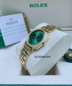 Đồng Hồ Rolex Nữ CELLINI dây vàng mặt xanh
