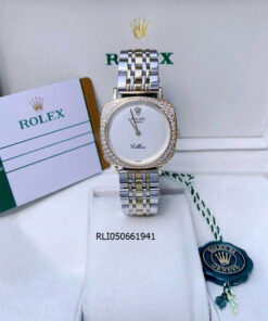 Đồng Hồ Rolex Nữ CELLINI dây demi mặt trắng