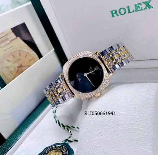 Đồng Hồ Rolex Nữ CELLINI dây demi mặt đen